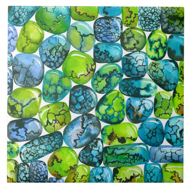 Turquoise pattern ceramic tile (Front)