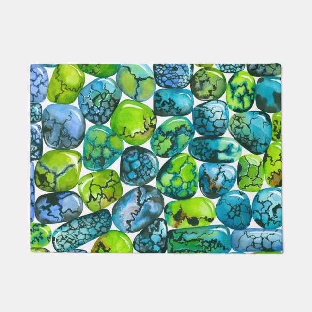 Turquoise pattern doormat (Front)