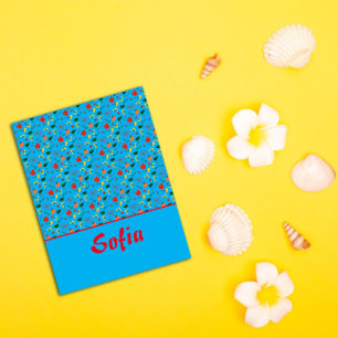 Turquoise pattern poppy wildflowers Planner