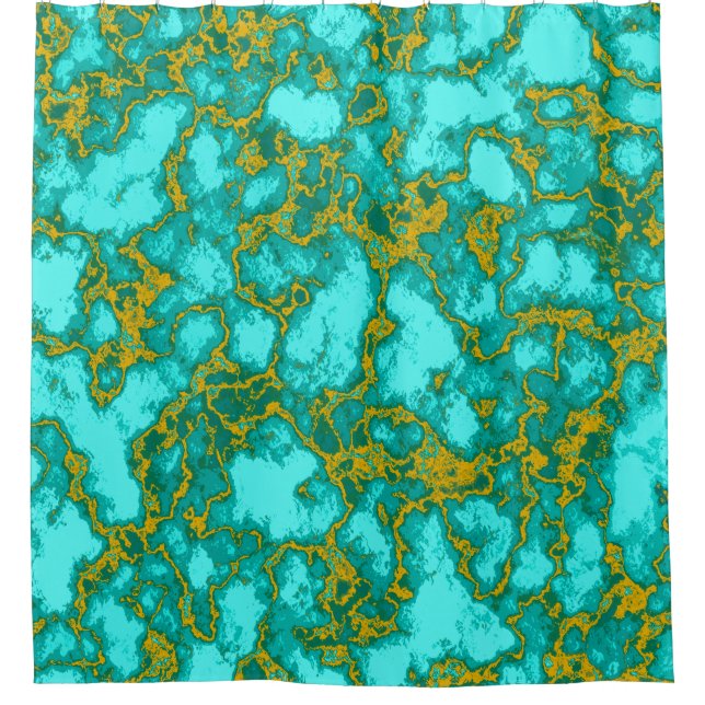 Turquoise Pattern Shower Curtain (Front)