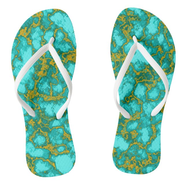 Turquoise Pattern Thongs (Footbed)