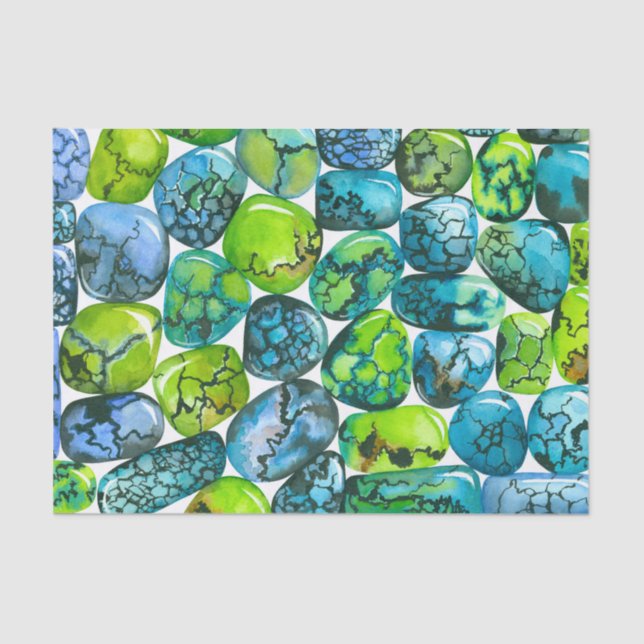 Turquoise pattern tissue paper (Front)