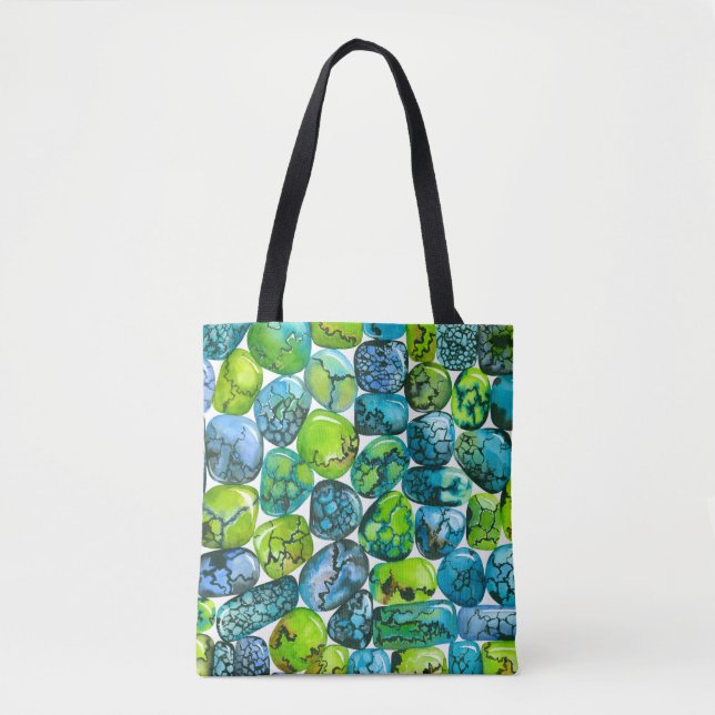 Turquoise pattern tote bag (Front)