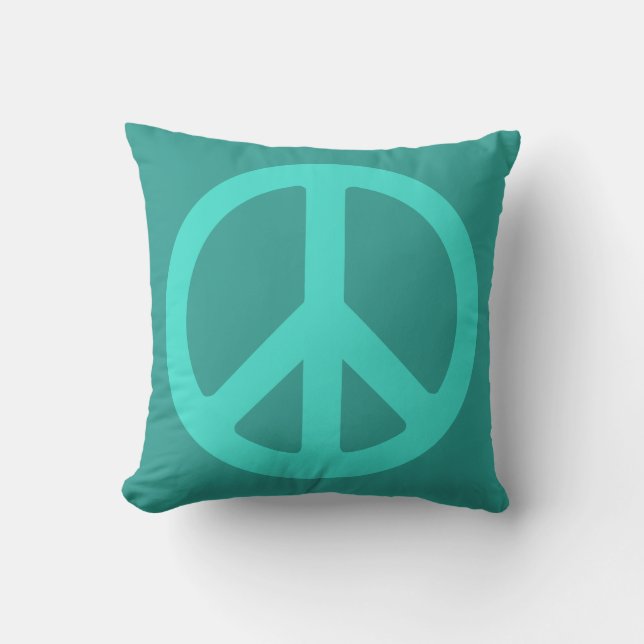 Turquoise Peace Symbol Cushion (Front)
