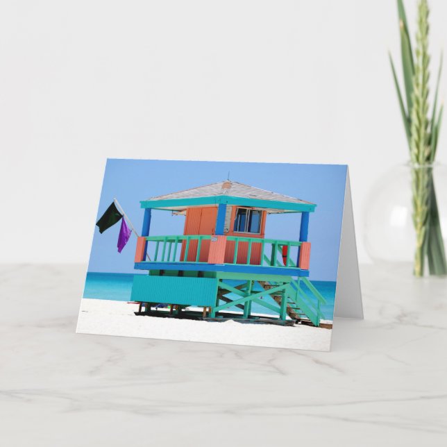 turquoise peach lifeguard stand card (Front)