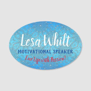 Turquoise Peacock Inspirations Name Tag