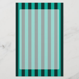 Turquoise Peacock Vertical Stripes Stationery