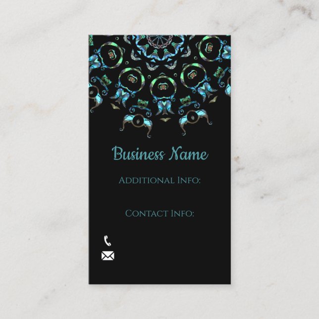 Turquoise Pearl Mandala Business Card 2 (Front)