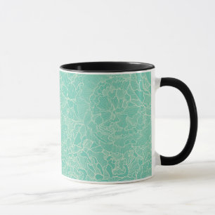 Turquoise Peony Pattern Mug