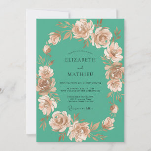 Turquoise Peony Wedding Invitation