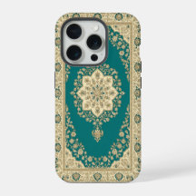 Turquoise Persian Rug Phone Case Medallion Frame