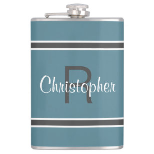 Turquoise Personalised Monogram Name Initial Drink Hip Flask