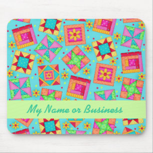Turquoise Personalised Quilt Blocks Mousepad