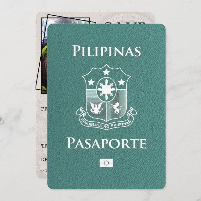 Turquoise Philippines Passport Save The Date (Front/Back)