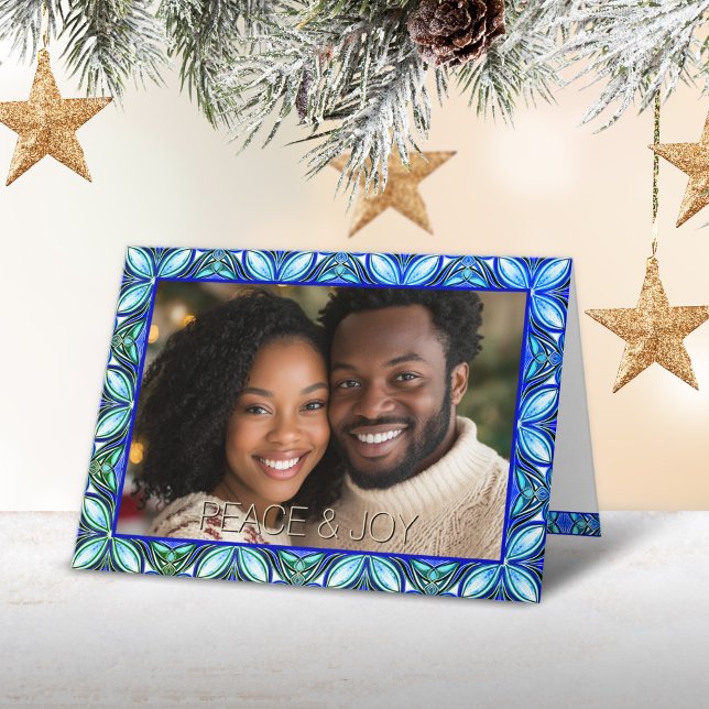 Turquoise Photo Christmas Holiday Card (Creator Uploaded)