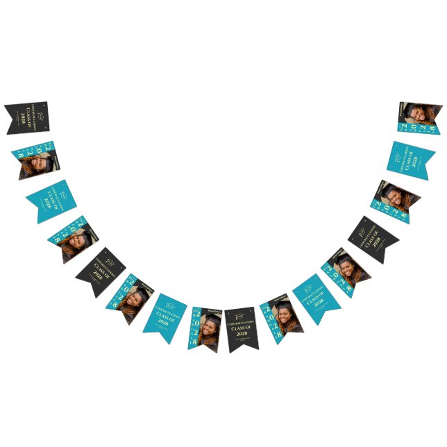 Turquoise Photo Graduation Party Congratulations Bunting (All)