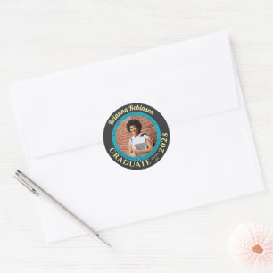 Turquoise Photo Modern Graduation Classic Round Sticker