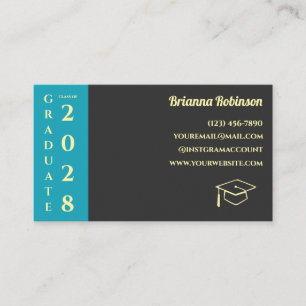 Turquoise Photo Modern Graduation Name Card