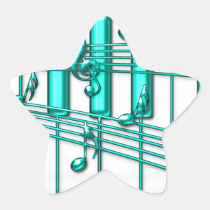 Turquoise Piano Keyboard Star Sticker