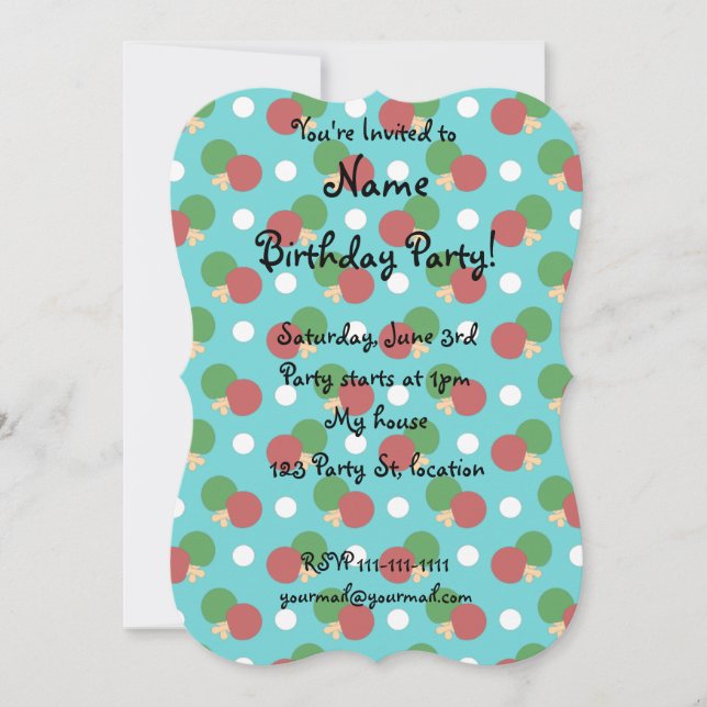 Turquoise ping pong pattern invitation (Front)