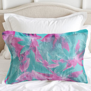 Turquoise Pink Abstract Hawaiian Flowers Pillowcase