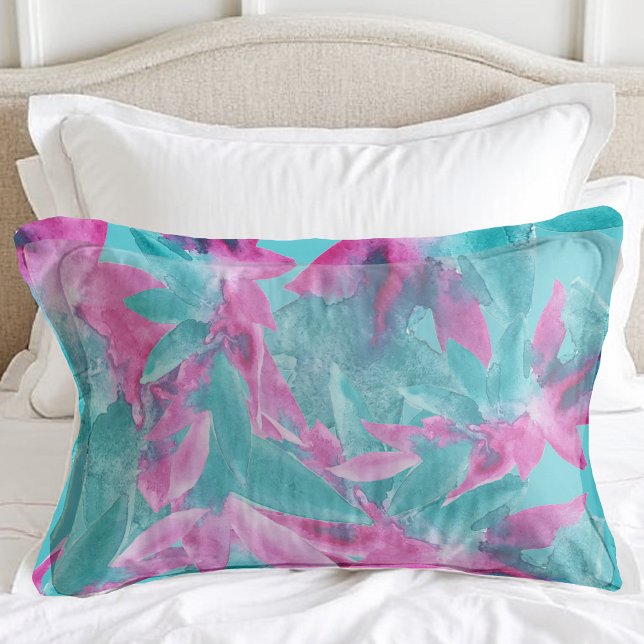 Turquoise Pink Abstract Hawaiian Flowers Pillowcase (Creator Uploaded)