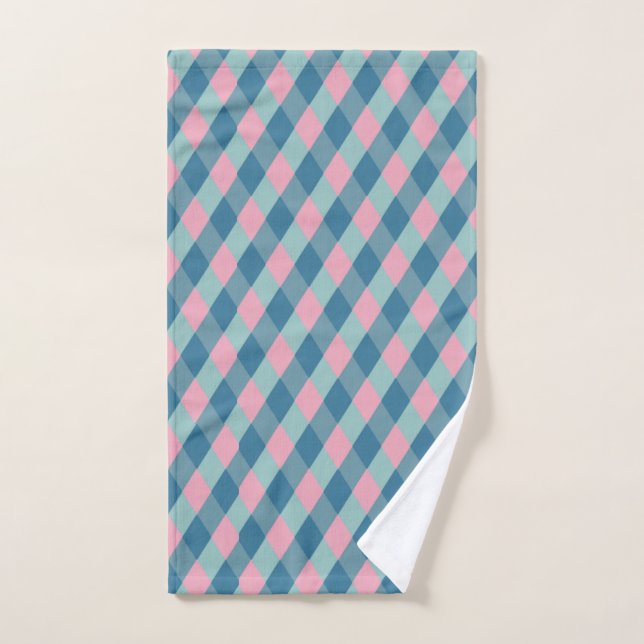 Turquoise & pink Argyle Pattern  Hand Towel (Hand Towel)