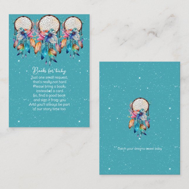 Turquoise Pink Dream Catcher Books for Baby Enclosure Card (Front/Back)