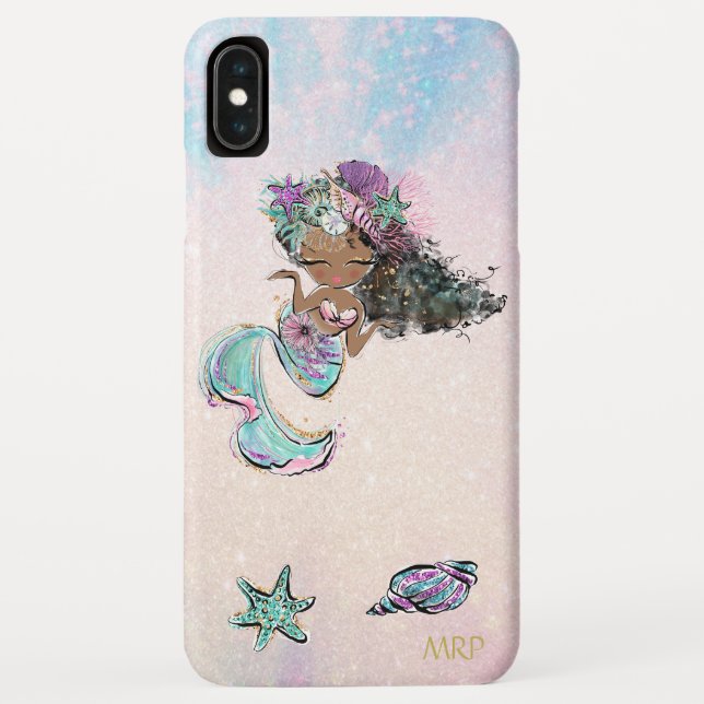 *~* Turquoise Pink Gold Glitter Mermaid Case-Mate iPhone Case (Back)
