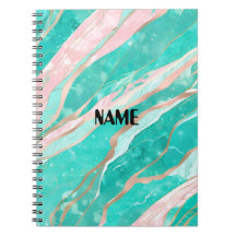 Turquoise & Pink Marble Notebook