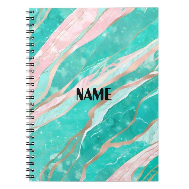 Turquoise & Pink Marble Notebook (Front)