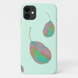 Turquoise Pink Pear Tree Leaf iPhone 11 Case