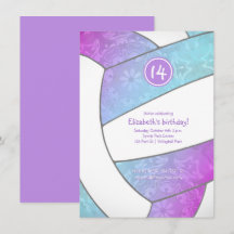 turquoise pink purple volleyball girly birthday