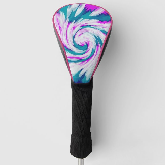 Turquoise Pink Tie Dye Swirl Golf Head Cover (Front)