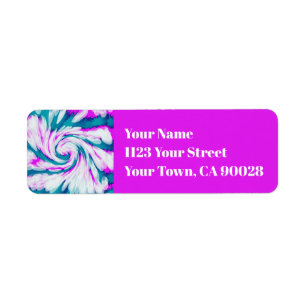 Turquoise Pink Tie Dye Swirl Return Address Label