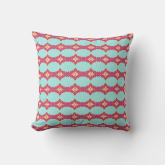 Turquoise Pink Yellow Geometric Striped Cushion