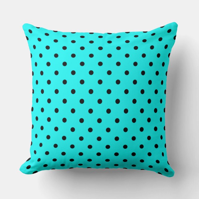 Turquoise polka dot background cushion (Front)