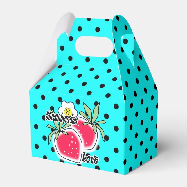 Turquoise polka dot background favour box (Front Side)