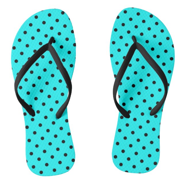 Turquoise polka dot background thongs (Footbed)