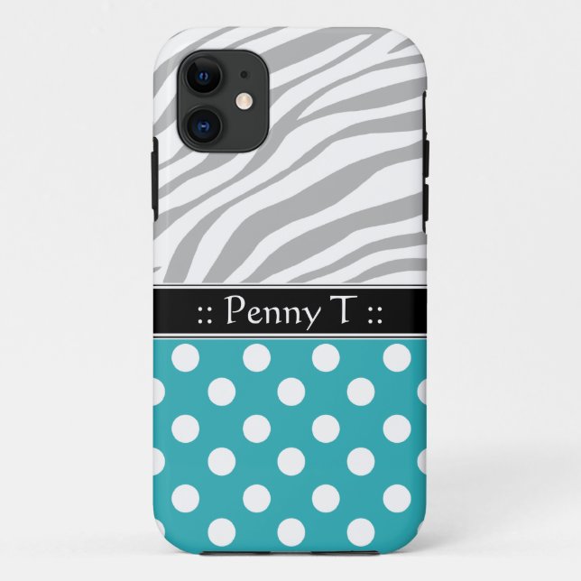 Turquoise Polka Dot Fade Zebra Print iPhone 5 Case (Back)