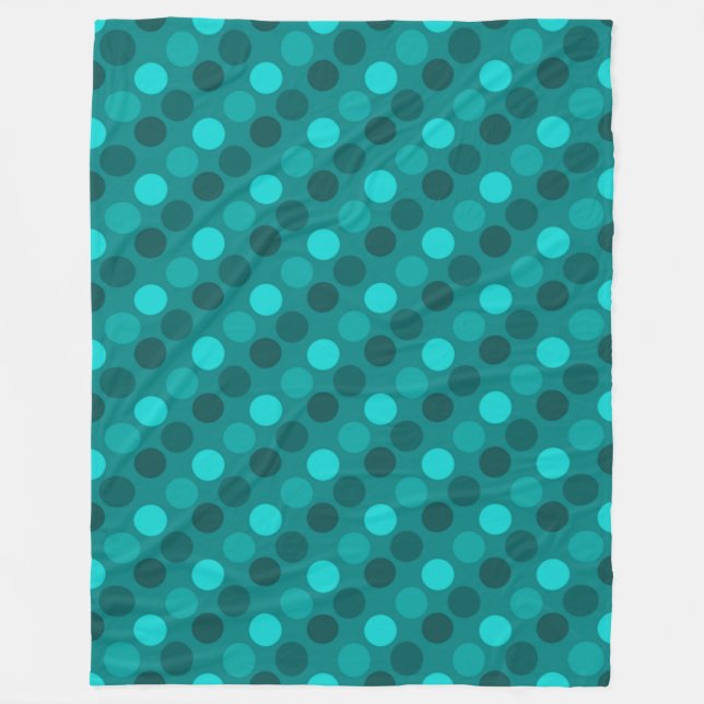 Turquoise Polka Dot Fleece Blanket (Front)