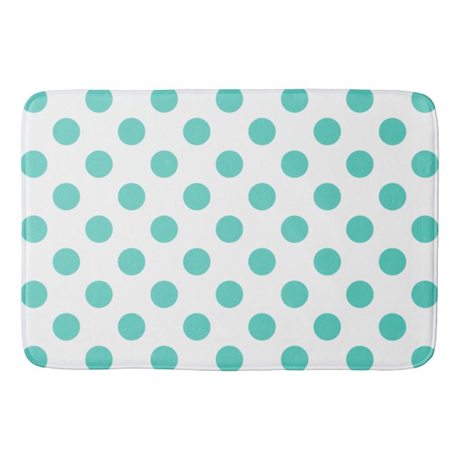Turquoise polka dots bath mat (Front)