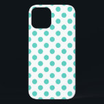 Turquoise polka dots iPhone 12 case<br><div class="desc">Turquoise polka dots on white background</div>