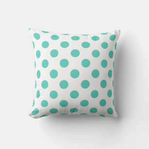Turquoise polka dots cushion