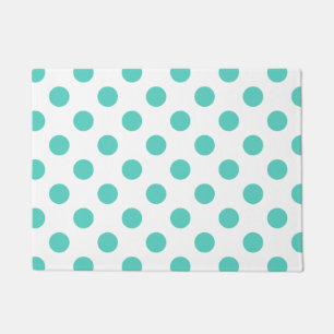 Turquoise polka dots doormat