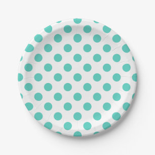 Turquoise polka dots paper plate