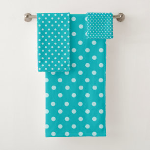 Turquoise Polka Dots Pattern Bath Towel Set