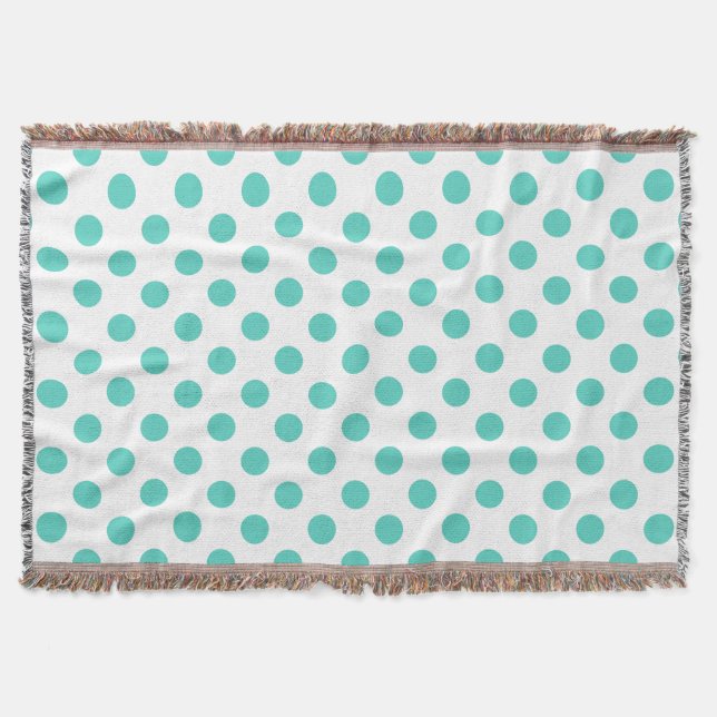 Turquoise polka dots throw blanket (Front)