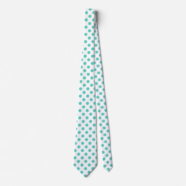 Turquoise polka dots tie (Front)