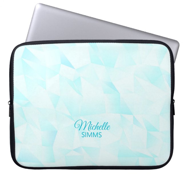 Turquoise Polygonal Pattern and Customisation Laptop Sleeve (Front)